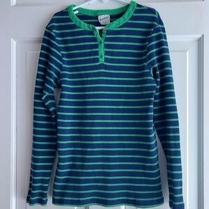 1980s Vintage striped v neck Henley thermal like top size M